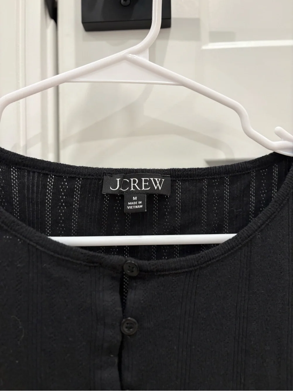 J. Crew Black Short Sleeve Button-Front Top 100%Cotton Size Medium
